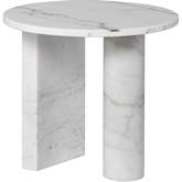 Stories Side Table in Polished White Marble